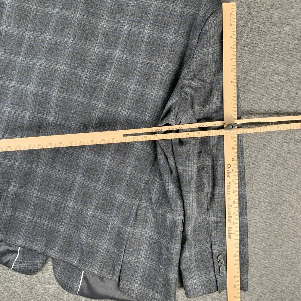 Joseph Abboud Blazer Jacket Men 56L Gray Windowpane Mazzotto Wool Sport Coat